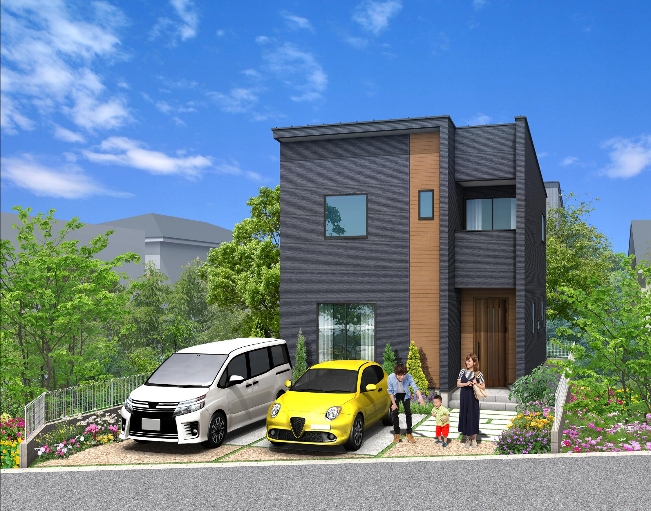 水戸市笠原町 / 人気のブラック＆木調デザイン！地震に強く一年中快適な全館空調システム搭載のイメージ画像